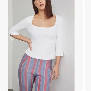 BCBGMAXAZRIA Peplum Top - Optic White - Small